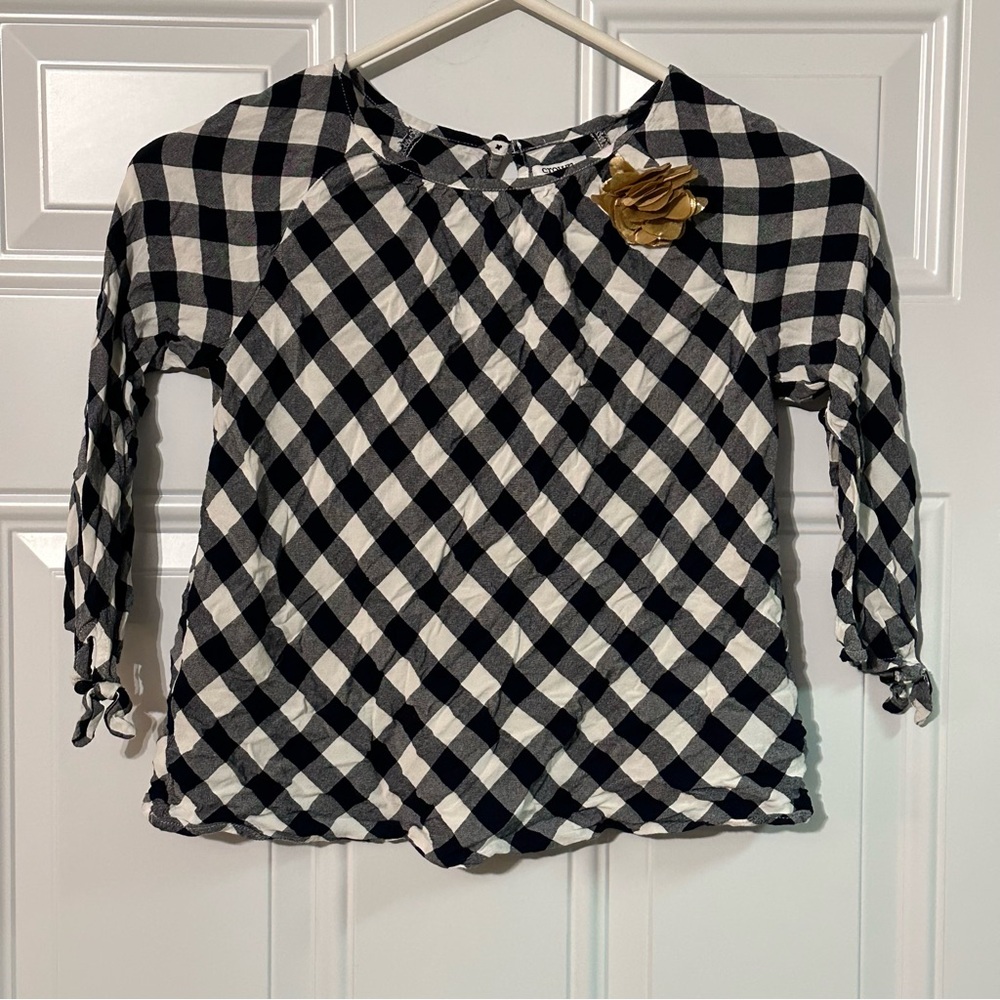 Crown & Ivy Kids Size Medium Checkered Blouse Top With Bow